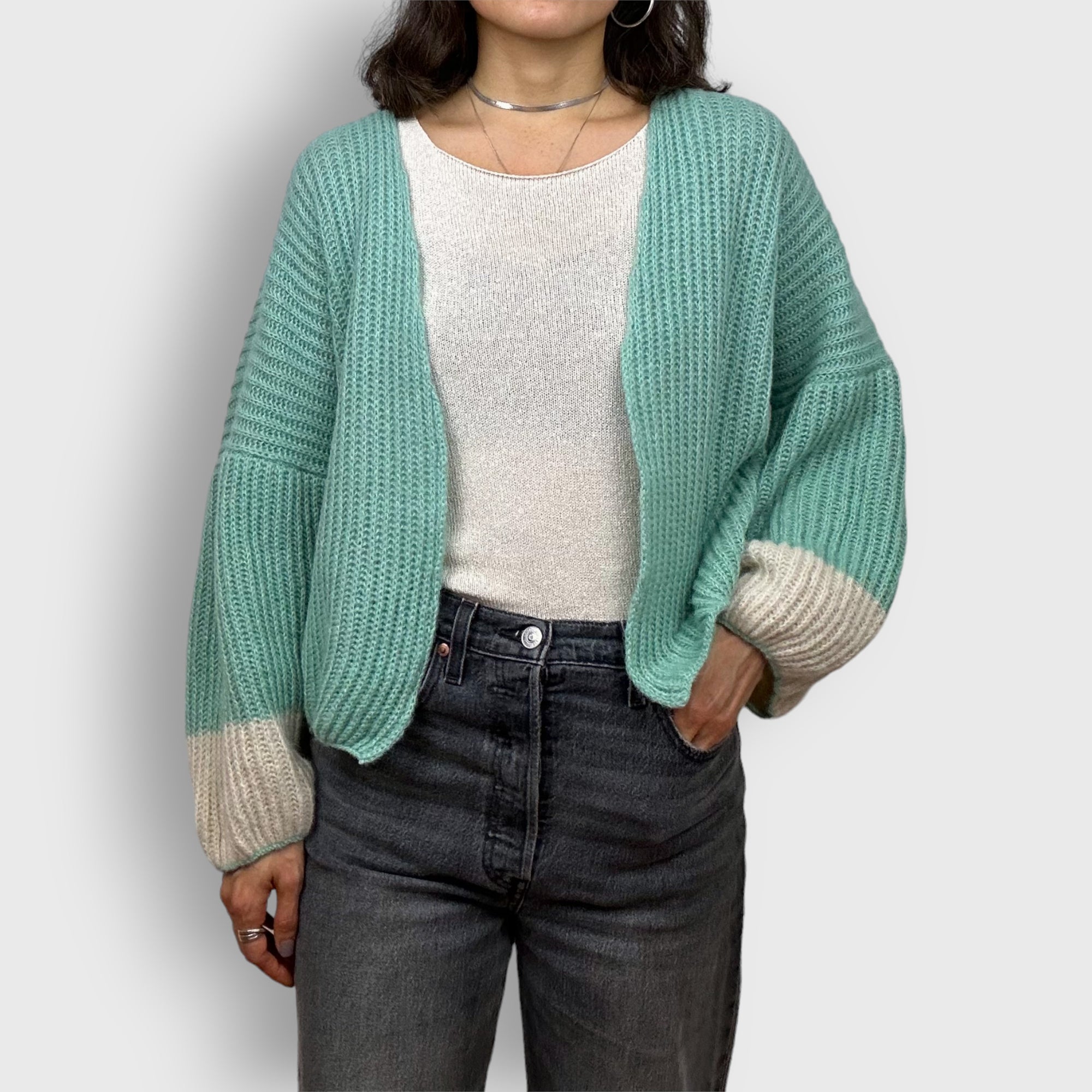 Mint Chunky Cashmere Cardigan