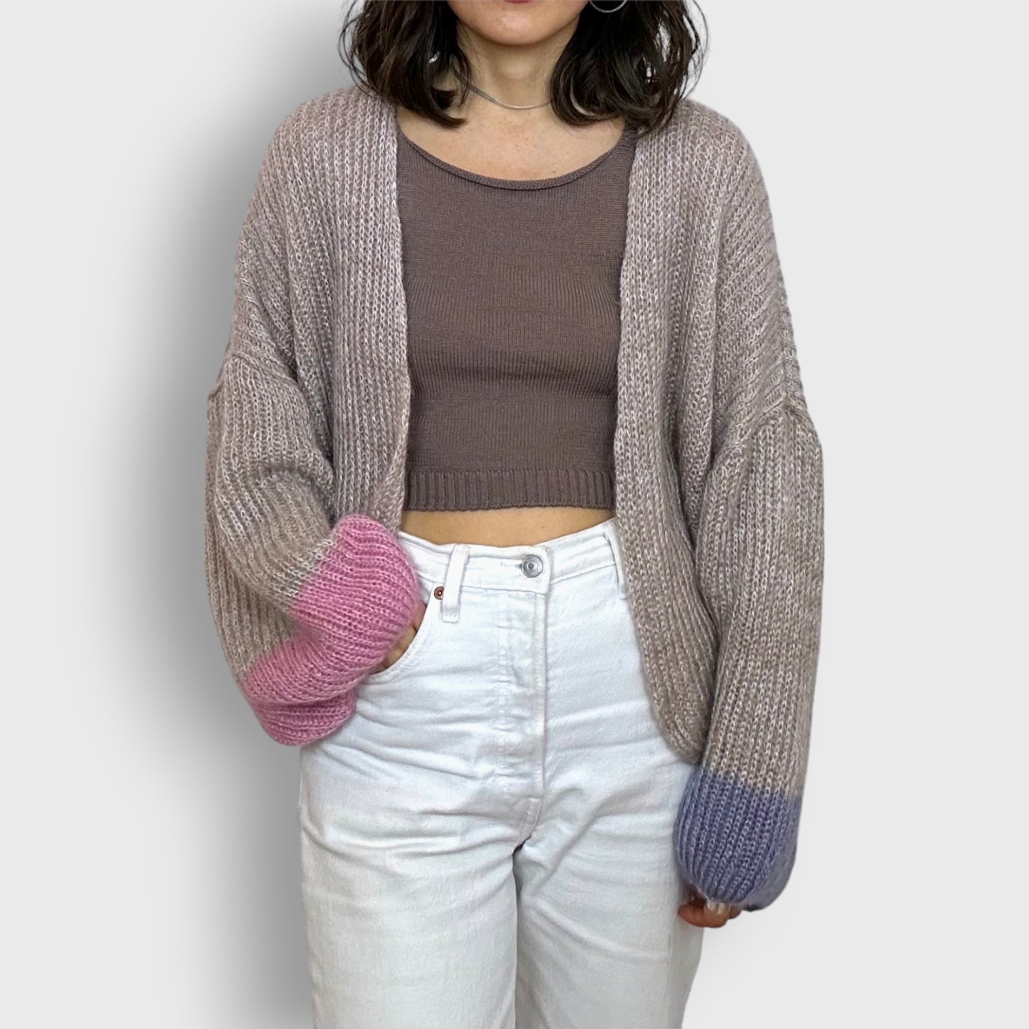 Soft Taupe Dogwood Mohair Cardigan