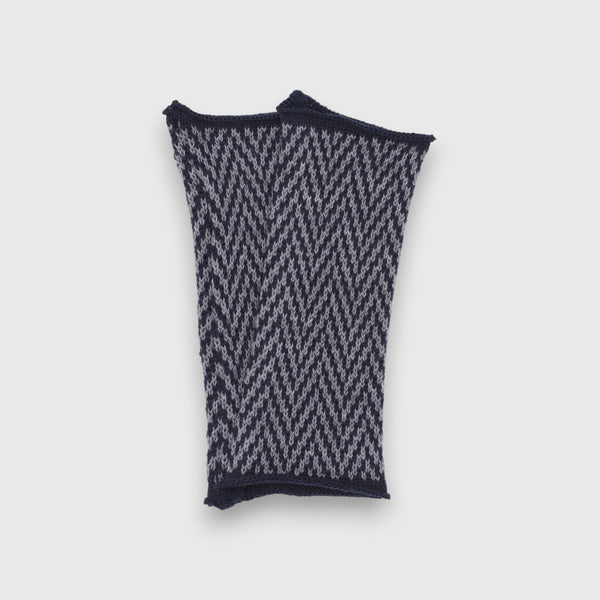 Navy Herringbone Handwarmers