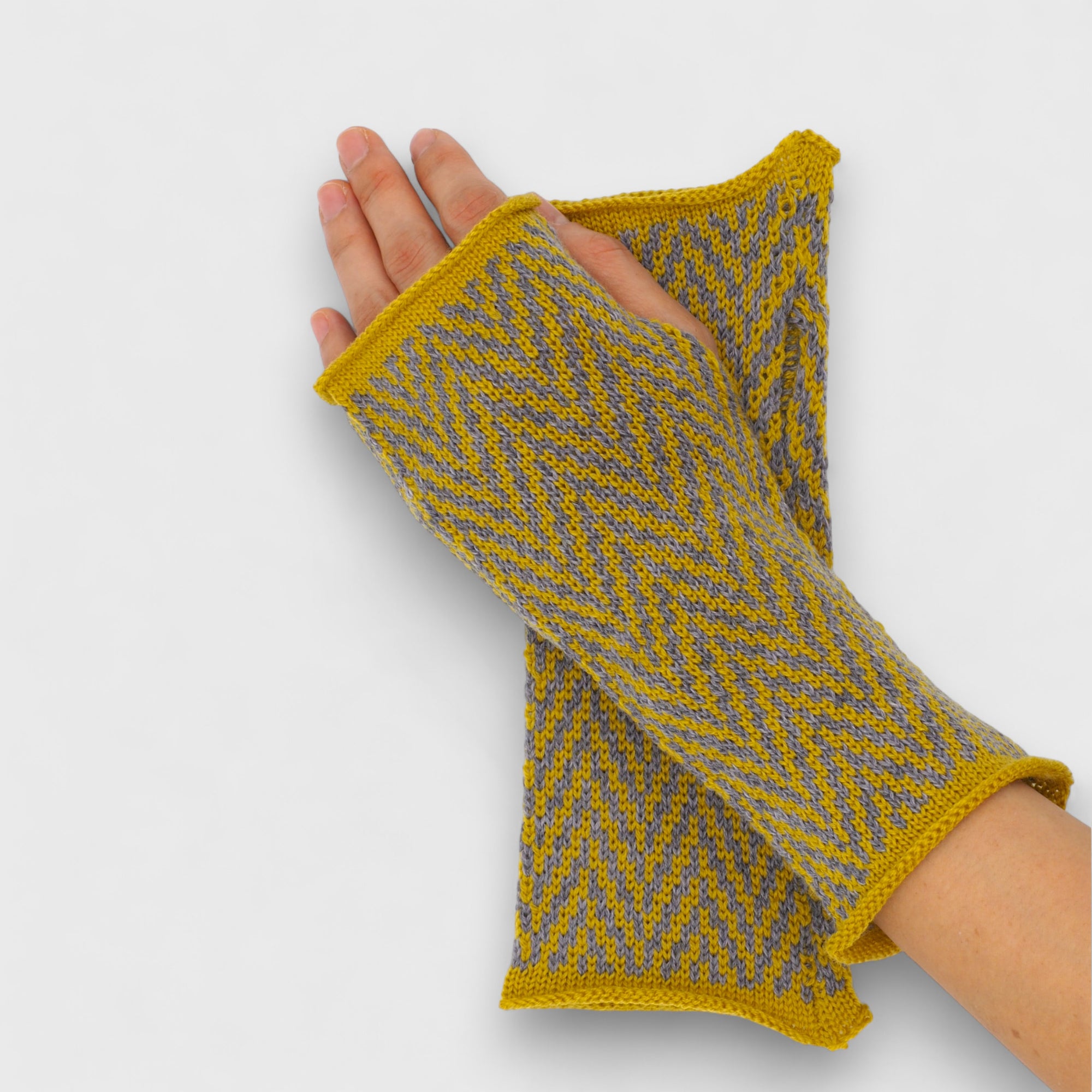 Mustard Herringbone Handwarmers