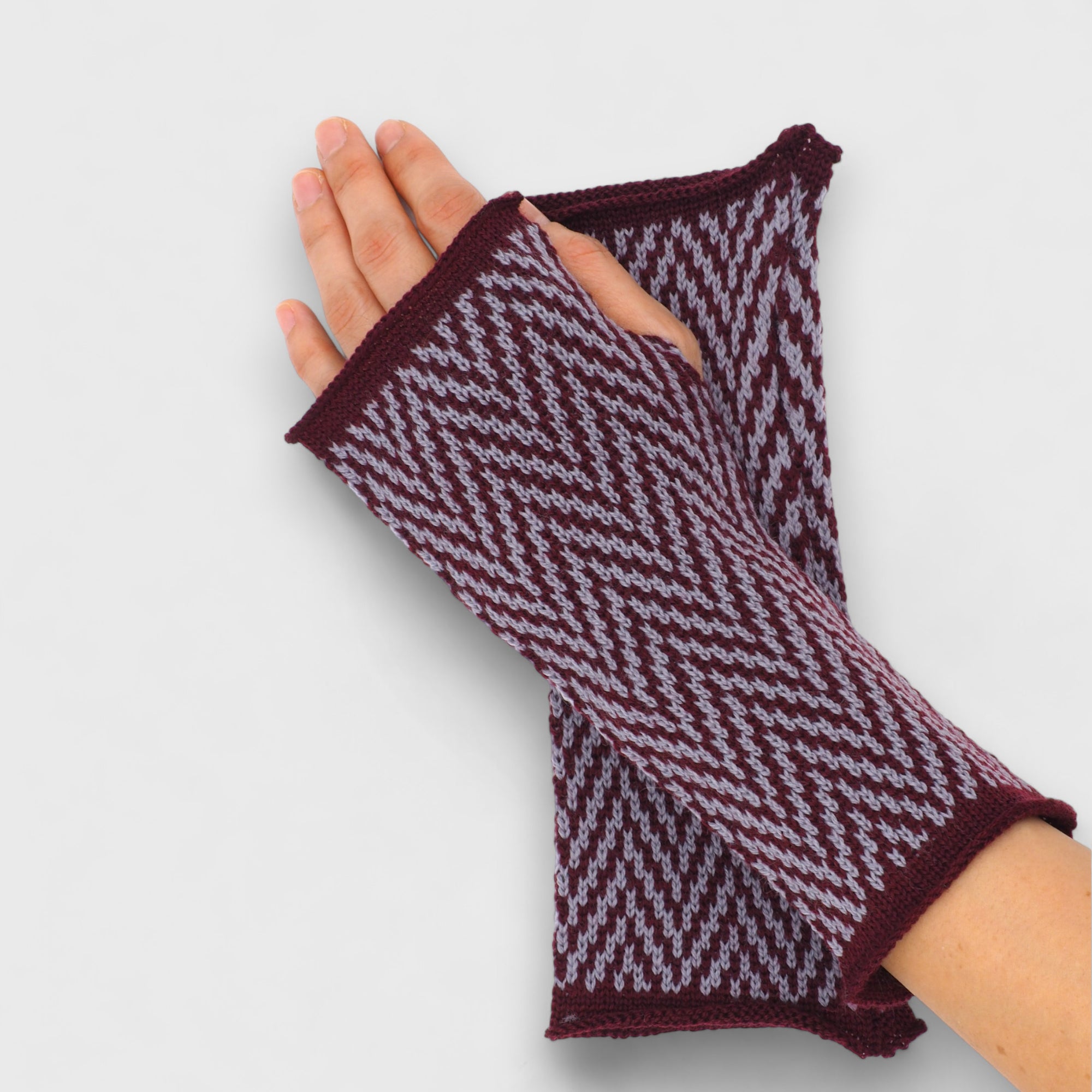 Burgundy Herringbone Handwarmers